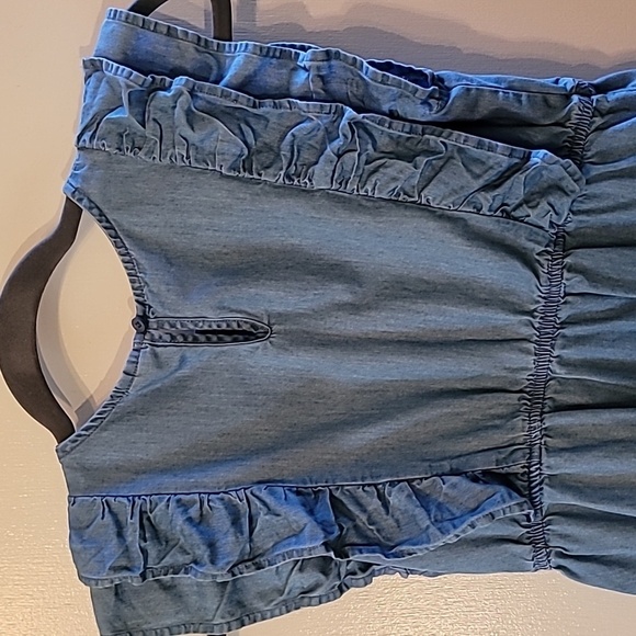 Wonder Nation Set of 2, Chambray Dress & Blue Floral Jumpsuit - Girls L 10/12 - Picture 8 of 10